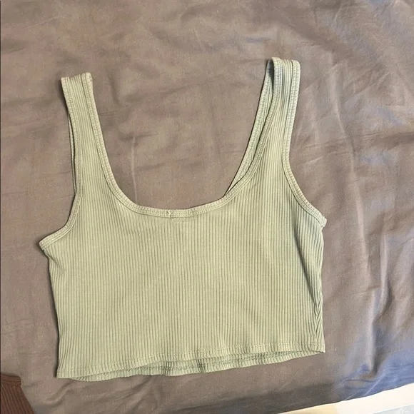 Mint Green Ribbed Crop Top - Picture 3 of 3